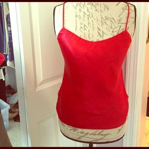 Pretty fitted red silk tank top
